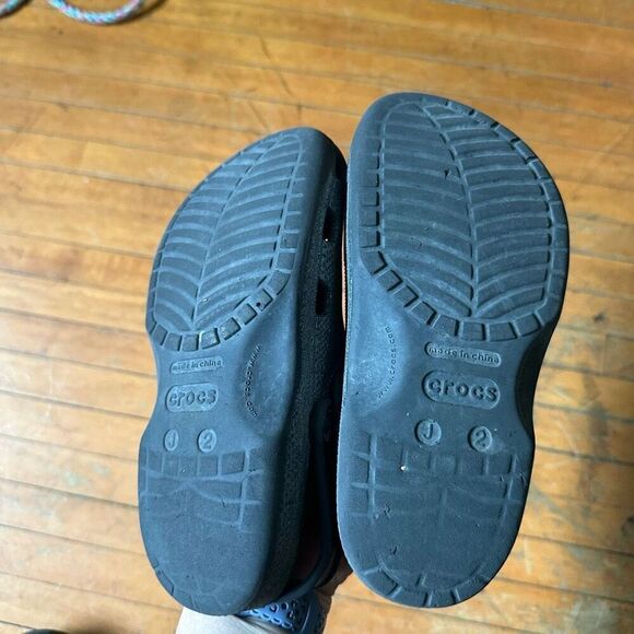 Crocs black & silver glitter rubber washable 2 slip on shoes - Picture 2 of 6